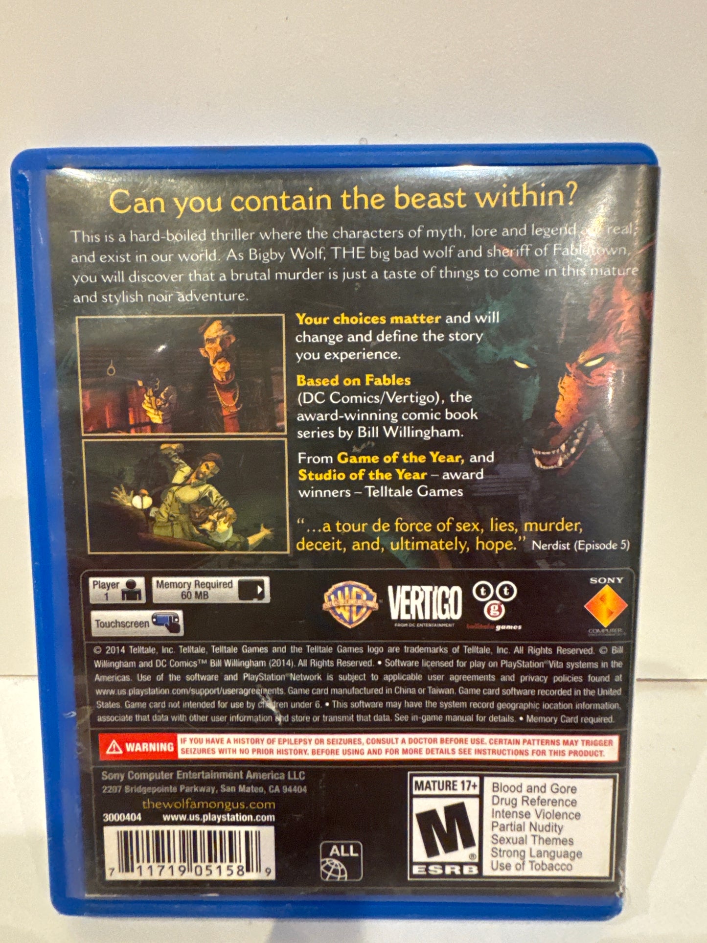 Wolf Among Us - Playstation Vita