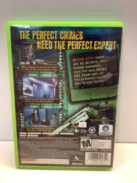 CSI: Crime Scene Investigation: Deadly Intent - Xbox 360