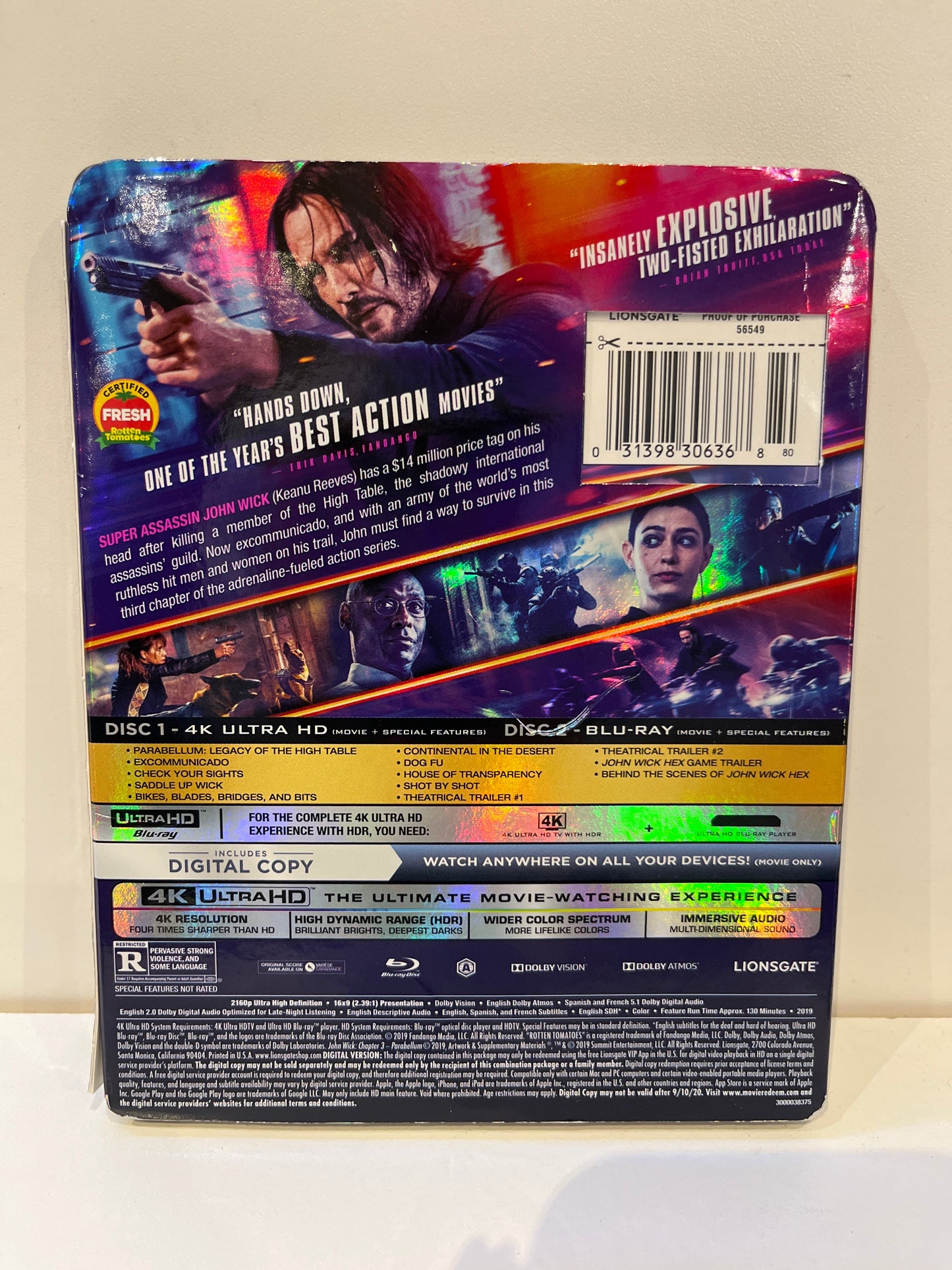 John Wick Chapter 3: Parabellum 4K - Blu-Ray
