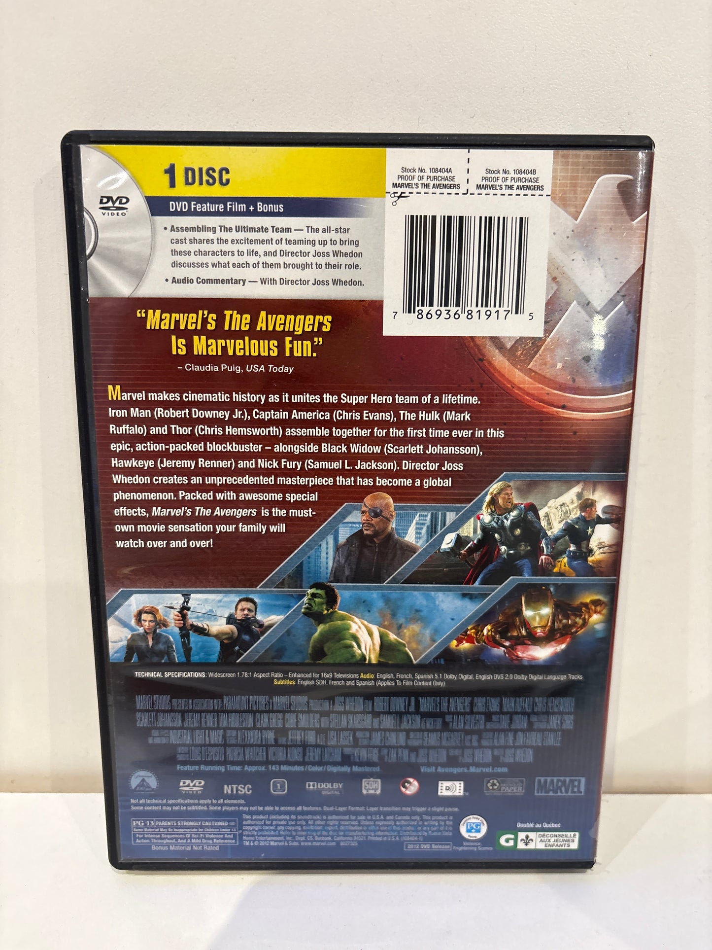 Marvel: The Avengers - DVD