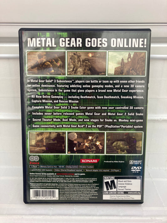 Metal Gear Solid 3 Subsistence - Playstation 2