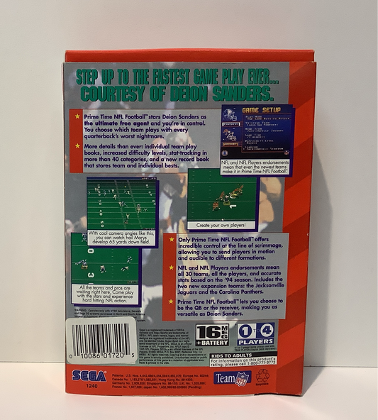 Prime Time NFL Football starring Deion Sanders - Sega Genesis