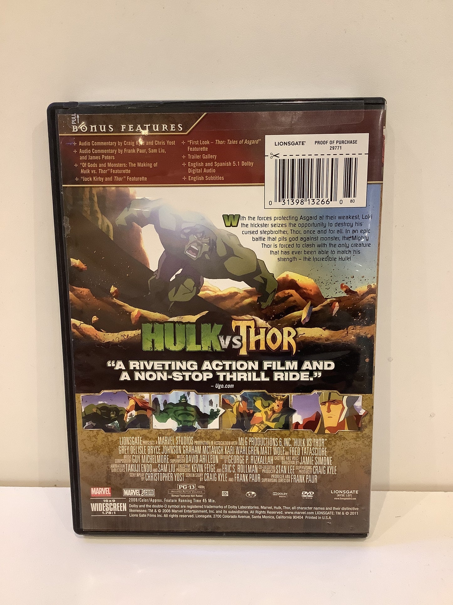 Marvel: Hulk vs. Thor - DVD