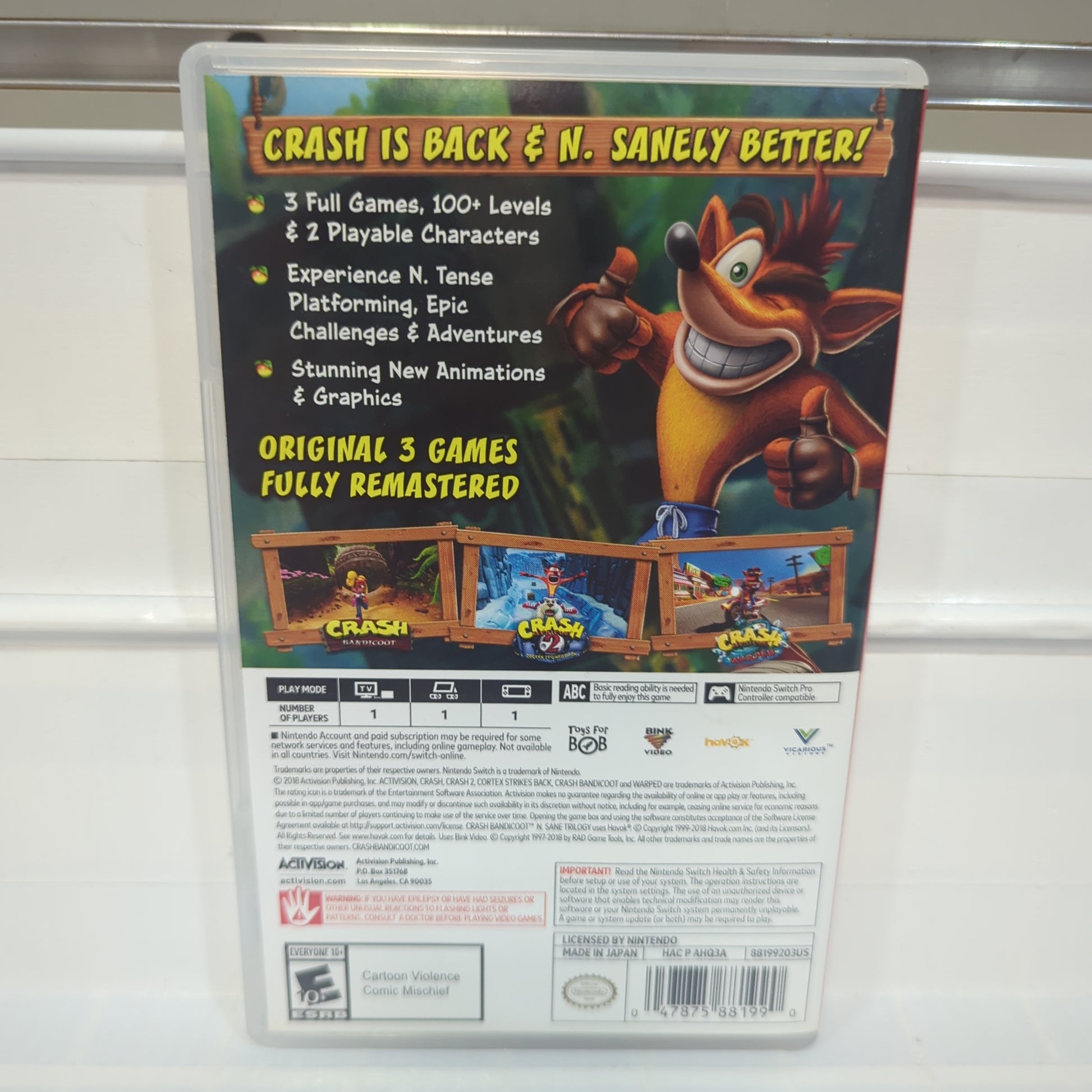  Crash Bandicoot N. Sane Trilogy - Nintendo Switch Standard  Edition : Activision Inc: Video Games