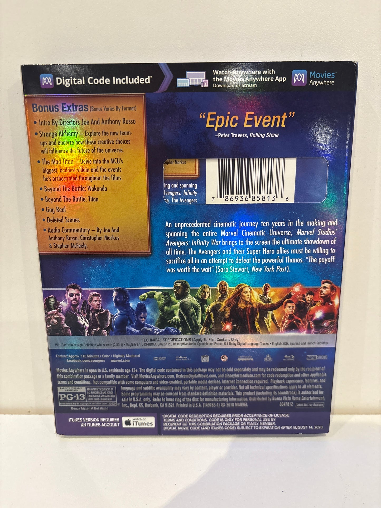 Avengers: Infinity War - Blu-Ray