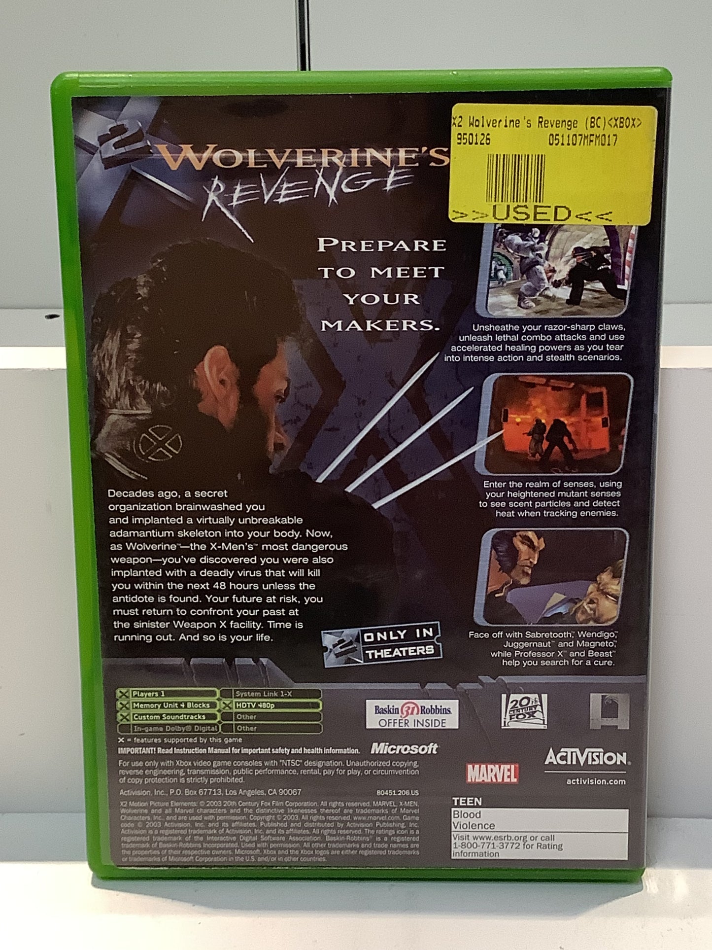 X2 Wolverines Revenge - Xbox