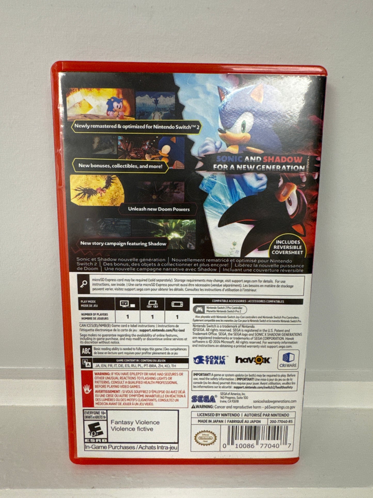 Sonic X Shadow Generations [Day One Edition] - Nintendo Switch 2