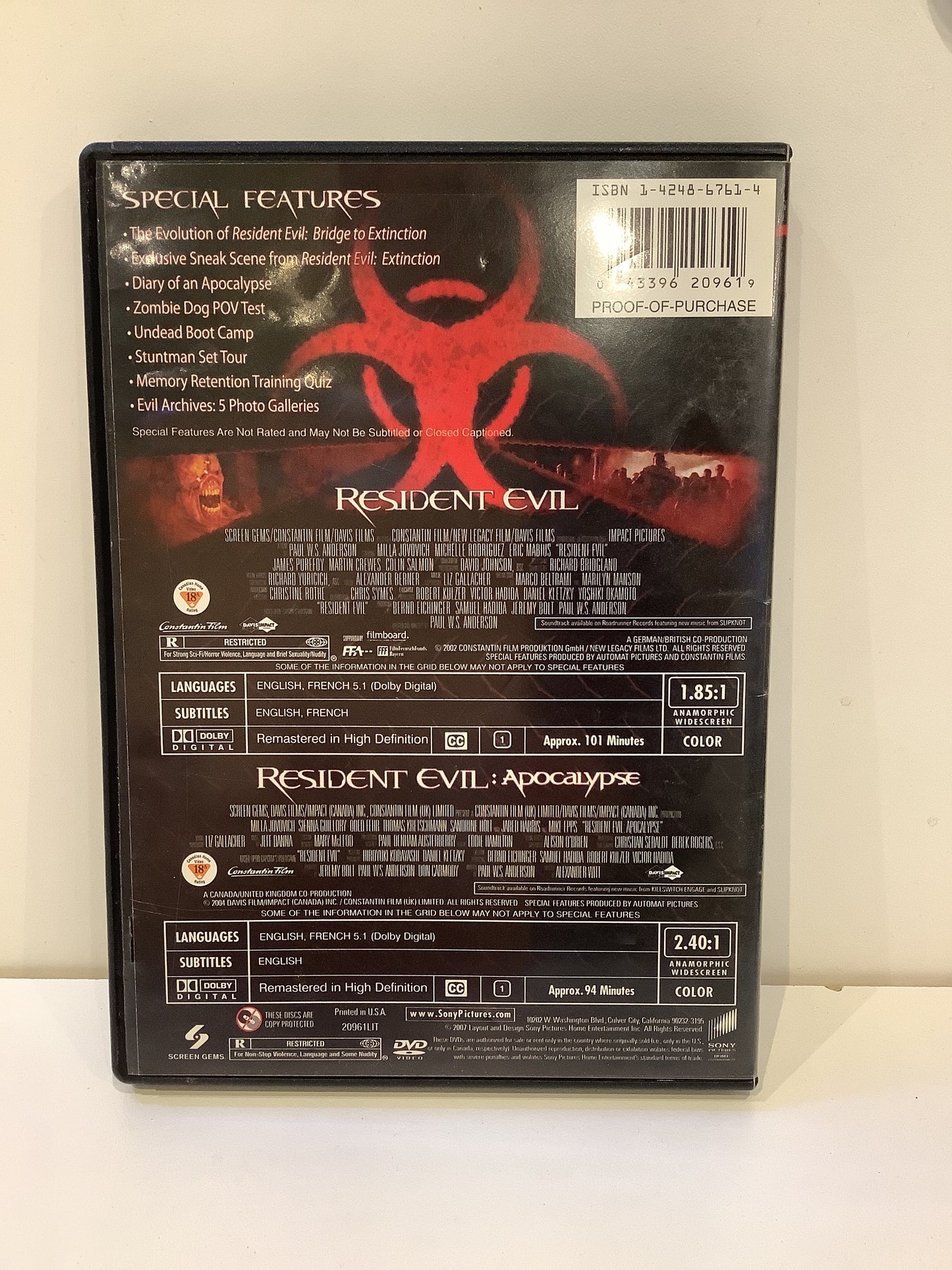 Resident  Evil & Resident Evil: Apocalypse - Resurrected Edition - DVD
