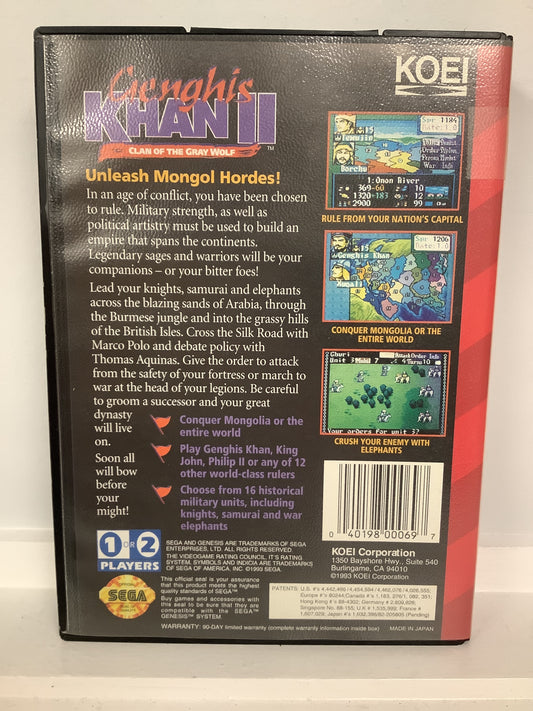 Genghis Khan II Clan of the Gray Wolf - Sega Genesis