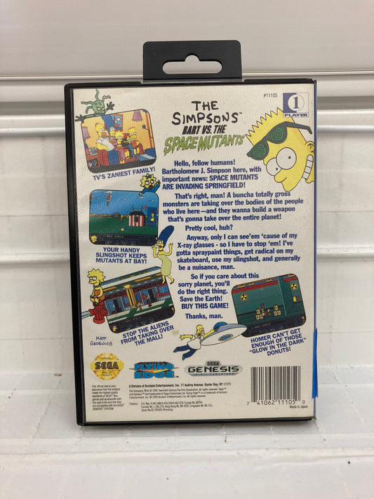 The Simpsons Bart vs the Space Mutants - Sega Genesis