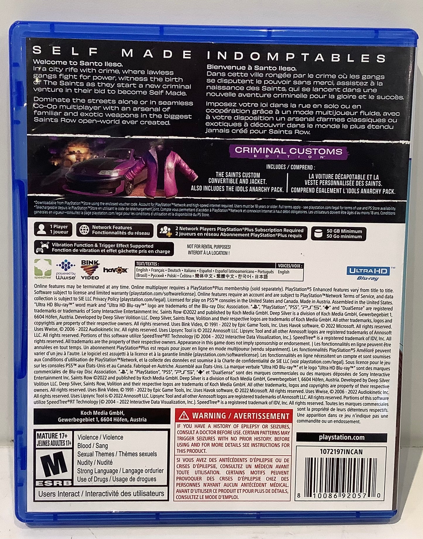 Saints Row [Criminal Customs Edition] - Playstation 5